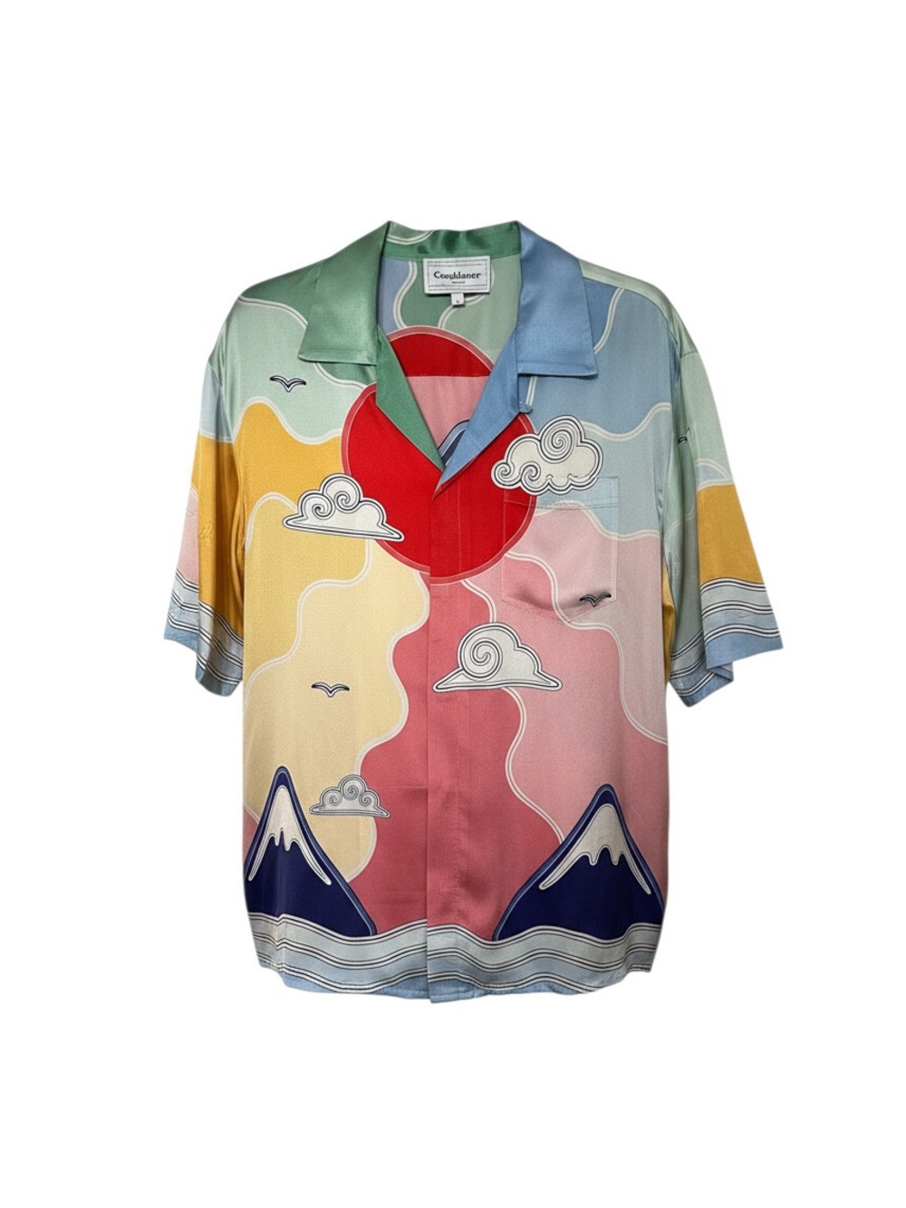 Casablanca Colorblock Graphic Camp Shirt in Pastel Multicolor